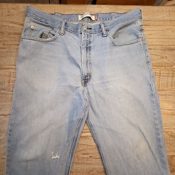 Levi Strauss 550 Mens 38x29 Relaxed Fit Straight Leg Denim Jeans Blue Distressed - Picture 2 of 9